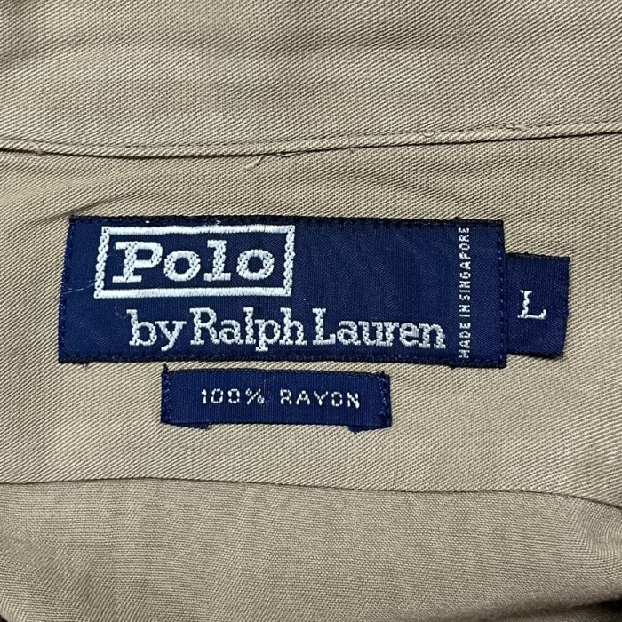 90'S RALPH LAUREN レーヨン 長袖 オープンカラーシャツ ベージュ (VINTAGE) | Vintage.City 古着屋、古着コーデ情報を発信