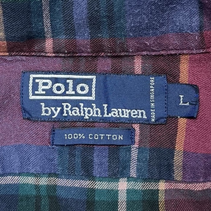90'S RALPH LAUREN フランネル 長袖 オープンカラーシャツ チェック柄 (VINTAGE) | Vintage.City 빈티지숍, 빈티지 코디 정보