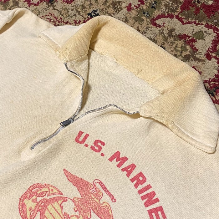 50s U.S.MARINES Harf Zip Sweatshirt スウェット 海軍 ミリタリー