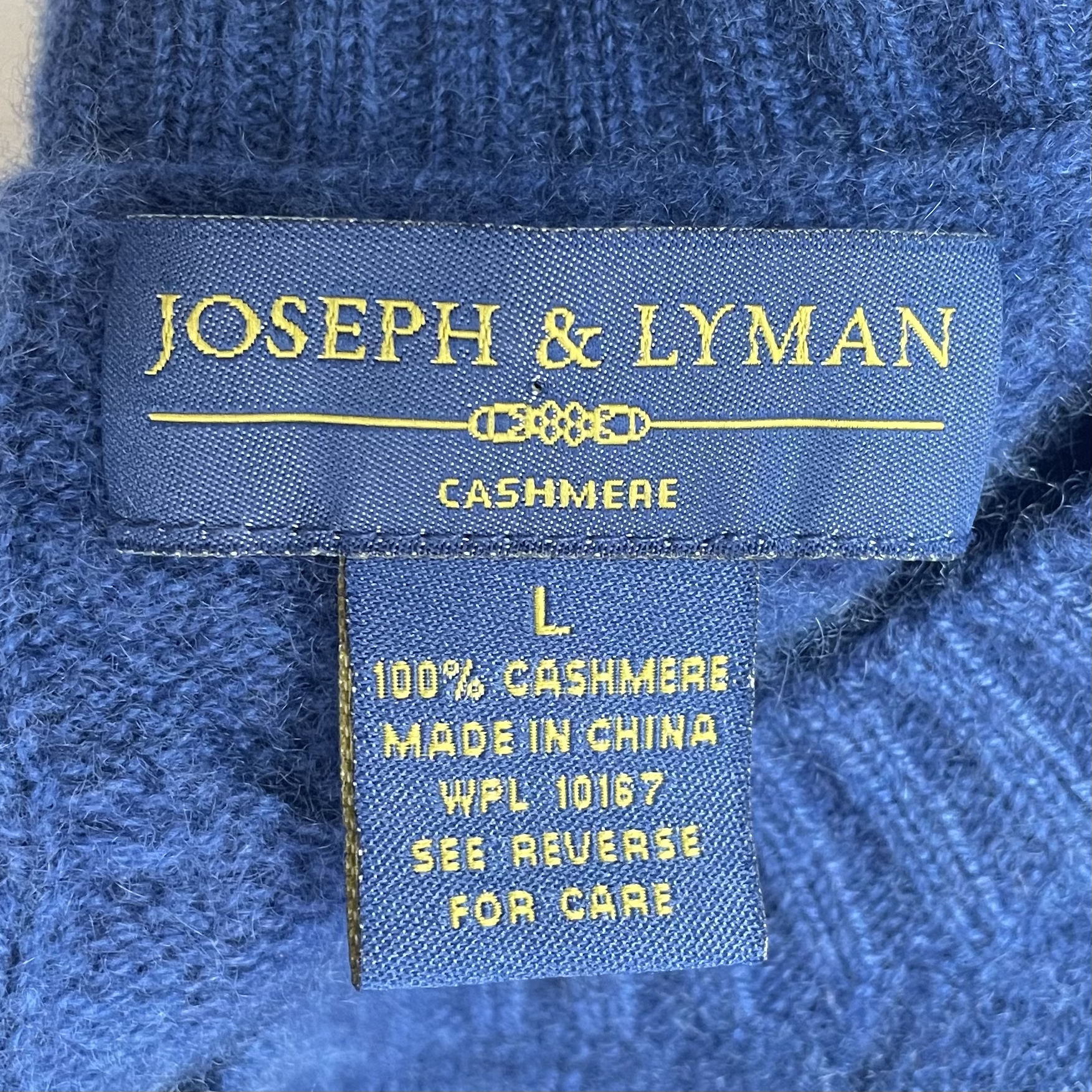 Joseph&Lyman cashmere 100% 群青色 カシミアニットセーター 長袖