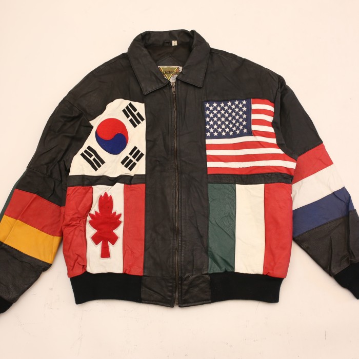 万国旗 レザー ジャケット National Flag Leather Jacket# | Vintage.City