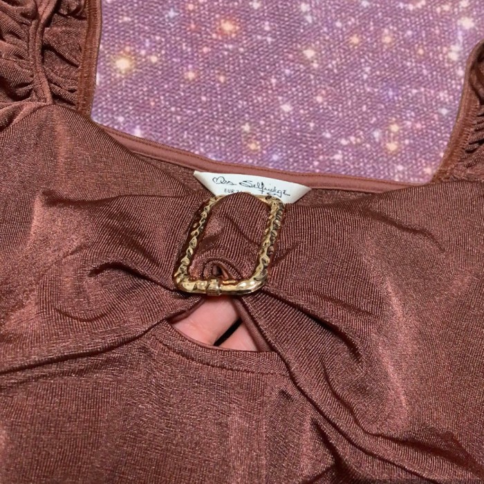 import"Miss Selfridge" gold square buckle detail cropped tops | Vintage.City 古着屋、古着コーデ情報を発信