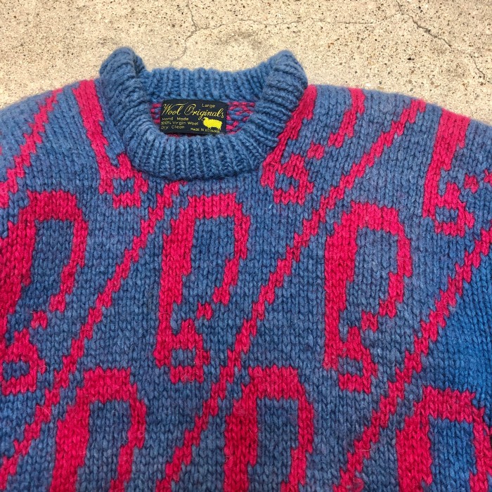 Ecuador Knit/Wool originals/L/！マークデザイン/エクアドルニット/セーター/Hand made/ネイビー/ピンク/エクアドル製/古着/ヴィンテージ | Vintage.City Vintage Shops, Vintage Fashion Trends