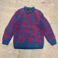 Ecuador Knit/Wool originals/L/！マークデザイン/エクアドルニット/セーター/Hand made/ネイビー/ピンク/エクアドル製/古着/ヴィンテージ | Vintage.City 빈티지숍, 빈티지 코디 정보