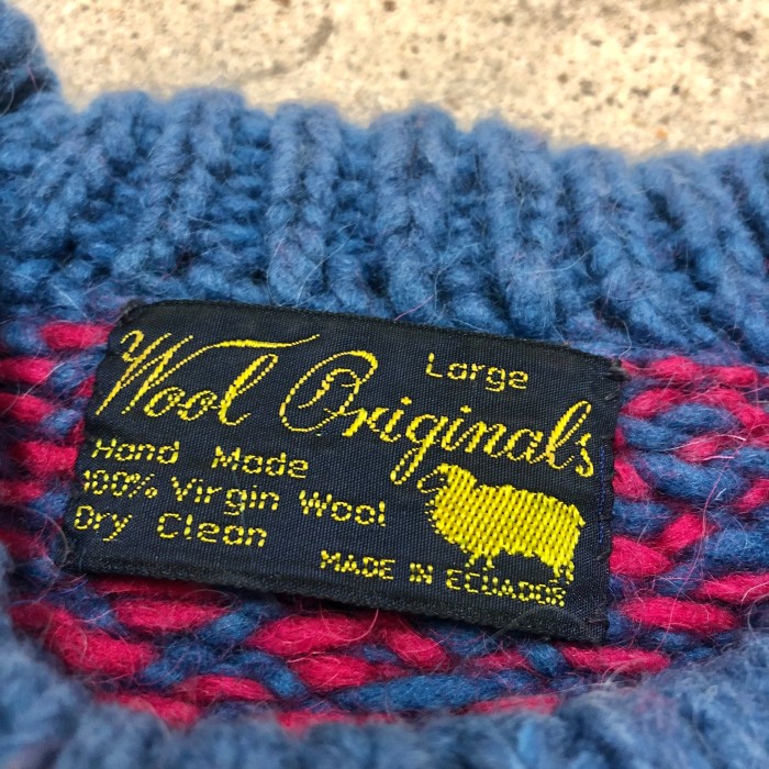 Ecuador Knit/Wool originals/L/！マークデザイン/エクアドルニット/セーター/Hand made/ネイビー/ピンク/エクアドル製/古着/ヴィンテージ | Vintage.City Vintage Shops, Vintage Fashion Trends