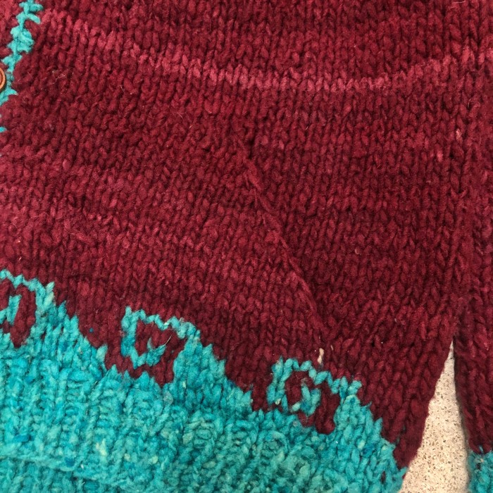 Ecuador Knit/Wool Cardigan/L相当/エクアドルニットカーディガン/ネイティブ柄/ボルドー/バーガンディー/古着/ヴィンテージ | Vintage.City 古着屋、古着コーデ情報を発信