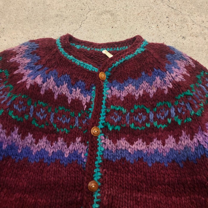 Ecuador Knit/Wool Cardigan/L相当/エクアドルニットカーディガン/ネイティブ柄/ボルドー/バーガンディー/古着/ヴィンテージ | Vintage.City Vintage Shops, Vintage Fashion Trends