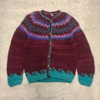 Ecuador Knit/Wool Cardigan/L相当/エクアドルニットカーディガン/ネイティブ柄/ボルドー/バーガンディー/古着/ヴィンテージ | Vintage.City 古着屋、古着コーデ情報を発信