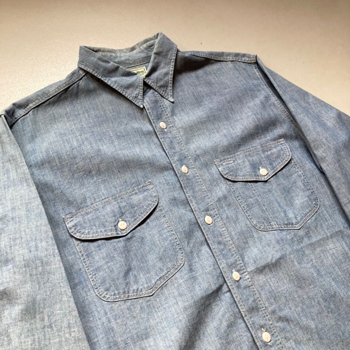 40s〜 OSHKOSH chambray shirt 40年代 オシュコシュ シャンブレーシャツ | Vintage.City 빈티지숍, 빈티지 코디 정보
