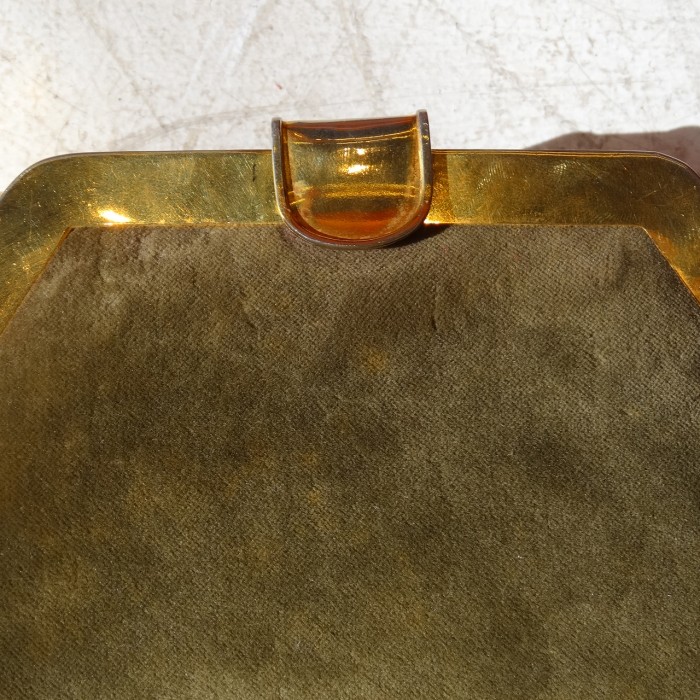 60s Vintage khaki velvet × gold flame clutch bag | Vintage.City 古着屋、古着コーデ情報を発信