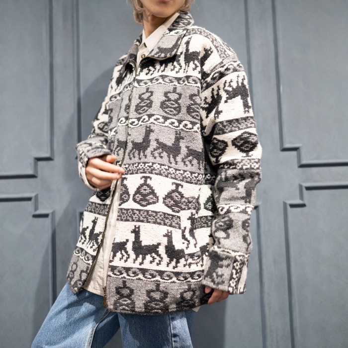 USA VINTAGE ARTIZSUR ETHNIC PATTERNED ZIP UP BLOUSON/アメリカ古着エスニック柄ジップアップブルゾン | Vintage.City 古着屋、古着コーデ情報を発信