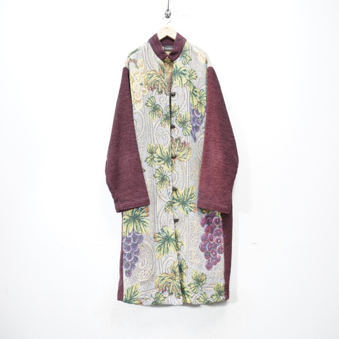 *SPECIAL ITEM* USA VINTAGE Ann Maurice FRUIT EMBROIDERY GOBELIN COAT ONE PIECE/アメリカ古着フルーツゴブラン刺繍コートワンピース | Vintage.City 古着屋、古着コーデ情報を発信