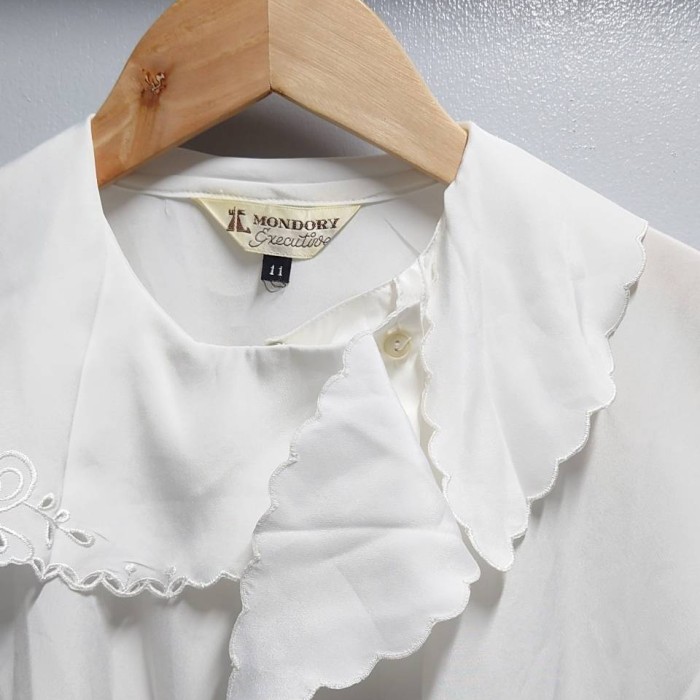 MONDORY Executive レース襟 デザイン ブラウス ホワイト | Vintage.City 古着屋、古着コーデ情報を発信