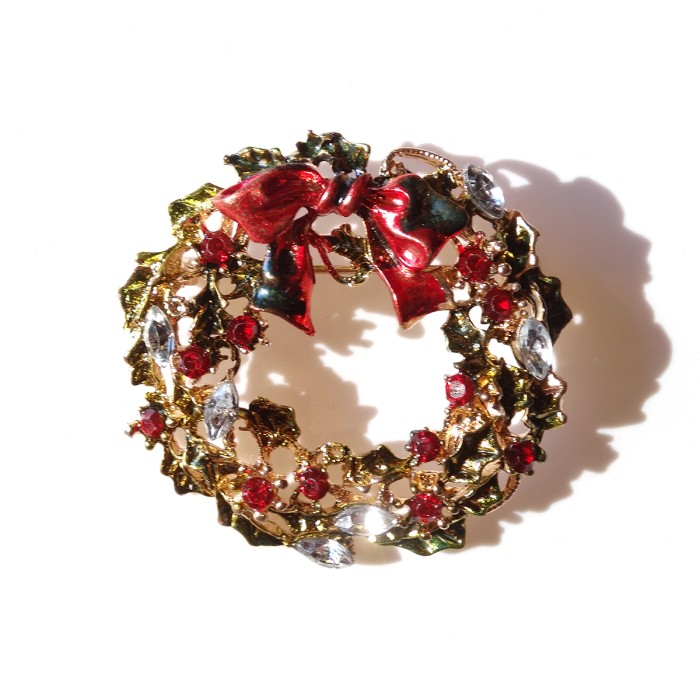 80s Vintage Christmas Wreath Brooch | Vintage.City 古着屋、古着コーデ情報を発信