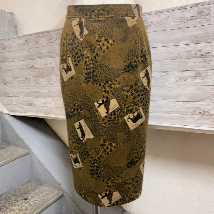 ヴィンテージ　スカート　カーキ色　動物柄　vintage skirt | Vintage.City 古着屋、古着コーデ情報を発信