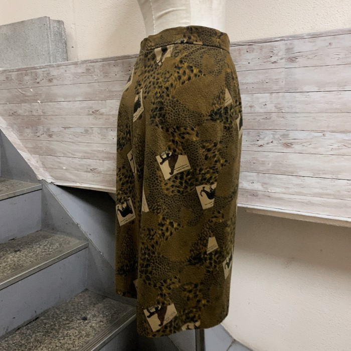 ヴィンテージ　スカート　カーキ色　動物柄　vintage skirt | Vintage.City 빈티지숍, 빈티지 코디 정보