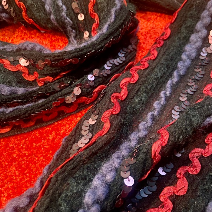 ミックス糸ストライプマフラー 黒 スパンコール リボン スカーフ | Vintage.City 빈티지숍, 빈티지 코디 정보