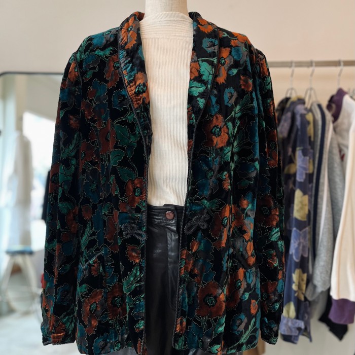 flower velvet jacket | Vintage.City 古着屋、古着コーデ情報を発信