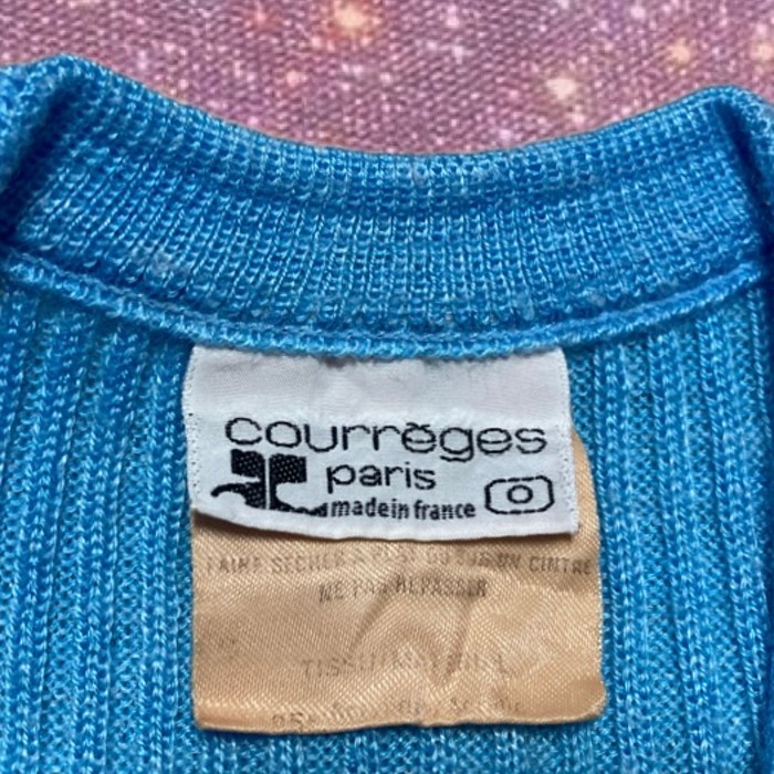 70s 80s Old Vintage "Courreges Paris " Embroidered  Logo Rib Knit Sweater | Vintage.City 古着屋、古着コーデ情報を発信