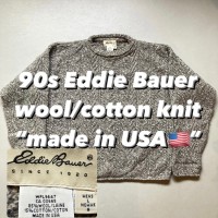 90s Eddie Bauer wool/cotton knit “made in USA🇺🇸” 90年代 エディバウアー ウールコットンニット アメリカ製 USA製 ごま塩 | Vintage.City 빈티지숍, 빈티지 코디 정보