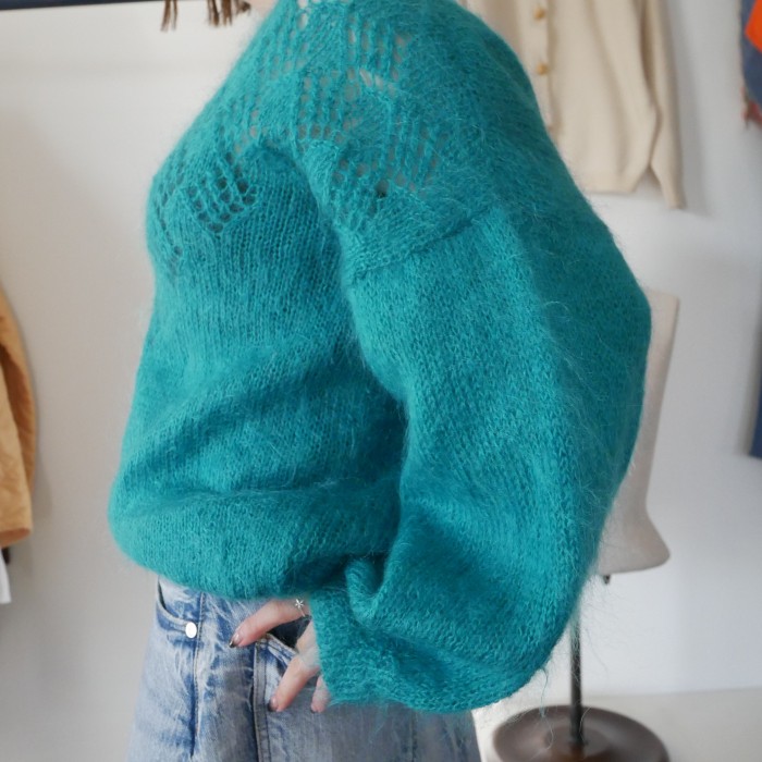 Turquoise sukahi knit | Vintage.City 古着屋、古着コーデ情報を発信