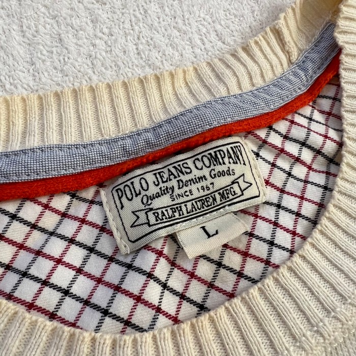 Ralph Lauren ラルフローレン polo jeans コットン ニット セーター L アイボリー | Vintage.City 古着屋、古着コーデ情報を発信