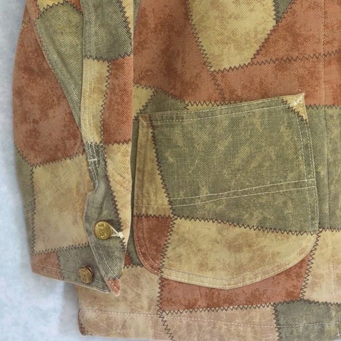 70s “ Lee “ patchwork printed cotton coverall boa jacket | Vintage.City 빈티지숍, 빈티지 코디 정보