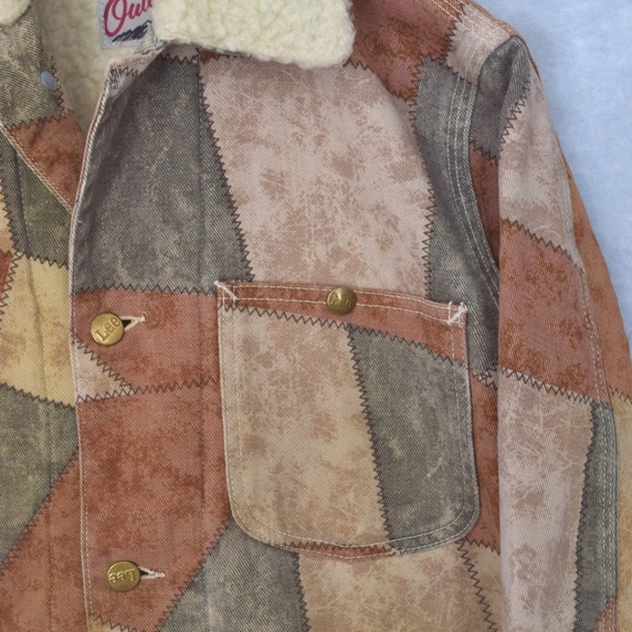70s “ Lee “ patchwork printed cotton coverall boa jacket | Vintage.City 빈티지숍, 빈티지 코디 정보