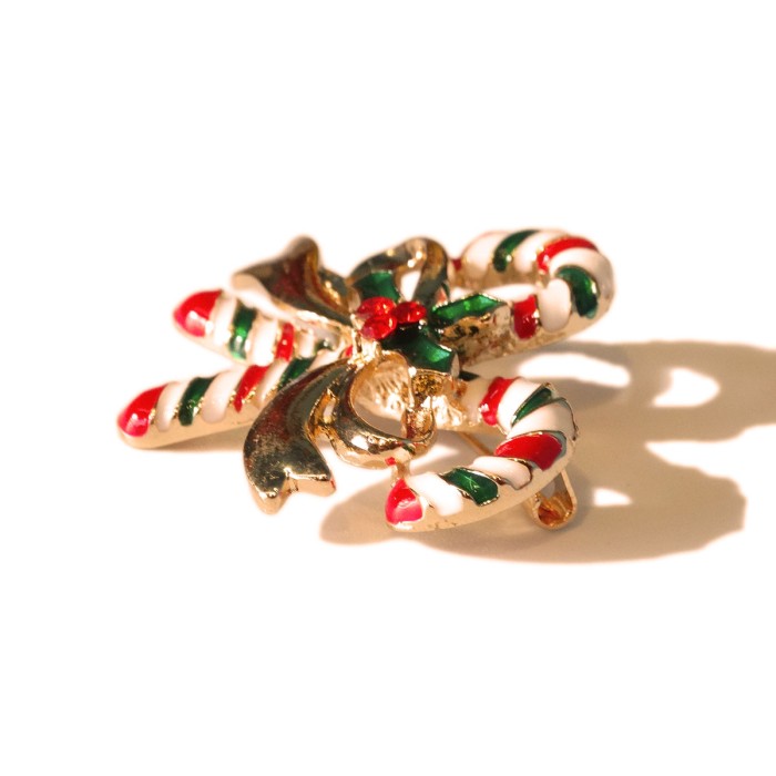 80s Vintage Christmas Candy Cane Brooch | Vintage.City 古着屋、古着コーデ情報を発信
