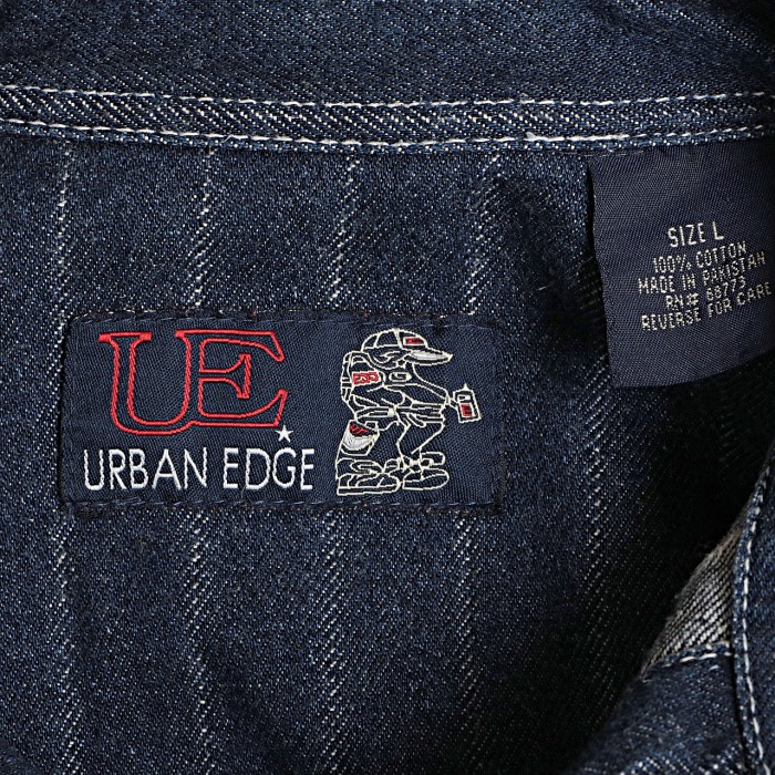 URBAN EDGE ストライプ デニム シャツ ジャケット 古着 used | Vintage.City 빈티지숍, 빈티지 코디 정보