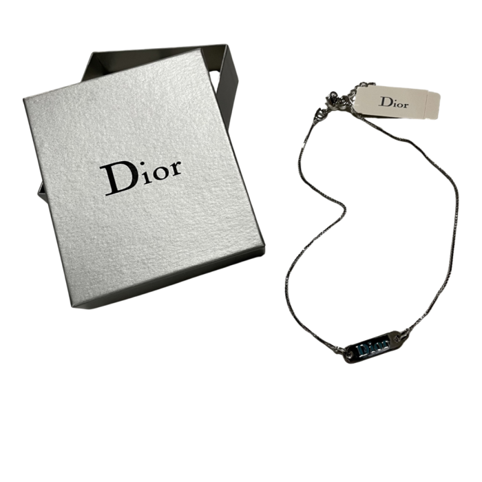 Deadstock Christian Dior Logo Plate Necklace Blue | Vintage.City 古着屋、古着コーデ情報を発信