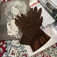 Fendi FF Logo Leather Gloves Brown | Vintage.City 古着屋、古着コーデ情報を発信