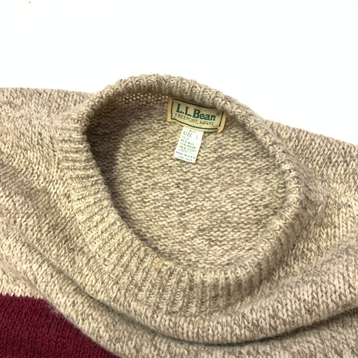 LL Bean “Oatmeal Border Sweater” 80s  オートミール　ボーダーニット　エルエルビーン | Vintage.City 古着屋、古着コーデ情報を発信