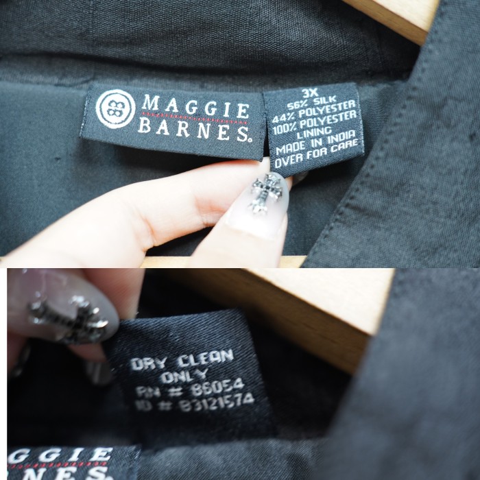 USA VINTAGE MAGGIE BARNES BLACK COLOR SILK EMBROIDERY DESIGN JACKET/アメリカ古着ブラックカラーシルク刺繍デザインジャケット | Vintage.City 빈티지숍, 빈티지 코디 정보