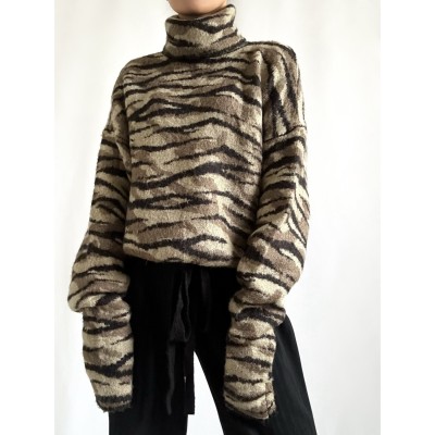 90s zebra drawstring knit     ゼブラ柄 ドローストリングニット | Vintage.City 빈티지숍, 빈티지 코디 정보