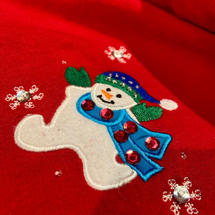 クリスマス柄スウェット 雪だるま 赤 プルオーバーパーカー | Vintage.City 古着屋、古着コーデ情報を発信