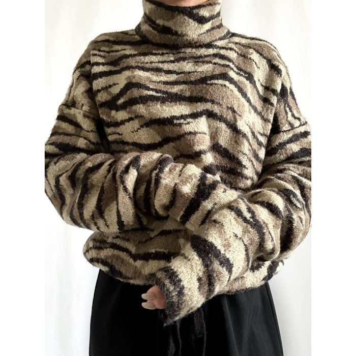 90s zebra drawstring knit     ゼブラ柄 ドローストリングニット | Vintage.City Vintage Shops, Vintage Fashion Trends