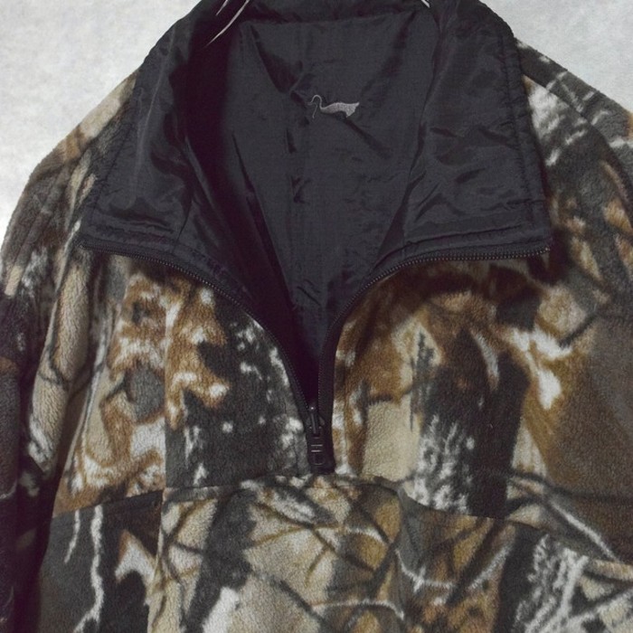 old reversible ( fleece x nylon ) tree camouflage pattern half zip pull over | Vintage.City 古着屋、古着コーデ情報を発信
