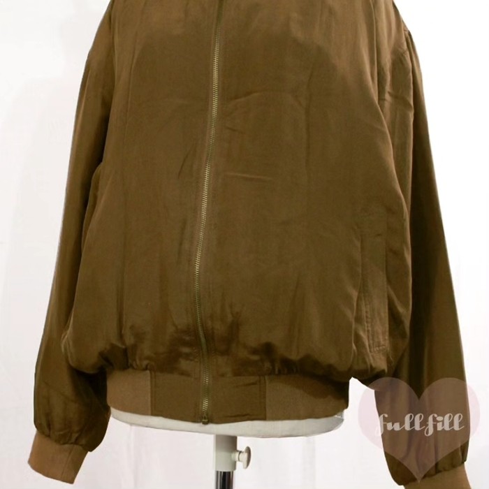 シルク ブラウンジップアップジャンパー 絹 ジャケット リブ 古着 | Vintage.City 古着屋、古着コーデ情報を発信