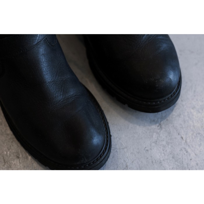Vintage Side Zip Black Leather Belt Boots Made in SPAIN | Vintage.City 빈티지숍, 빈티지 코디 정보