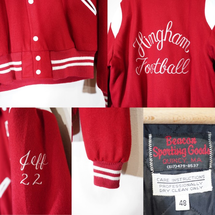 USA VINTAGE beacon sporting Goods EMBROIDERY LETTERED DESIGN STADIUM JAMPER/アメリカ古着刺繍レタードデザインスタジャン | Vintage.City 빈티지숍, 빈티지 코디 정보