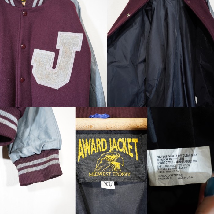 USA VINTAGE AWARD JACKET LETTERED LEATHER WOOL STADIUM JAMPER/アメリカ古着レタードレザーウールスタジャン | Vintage.City 빈티지숍, 빈티지 코디 정보
