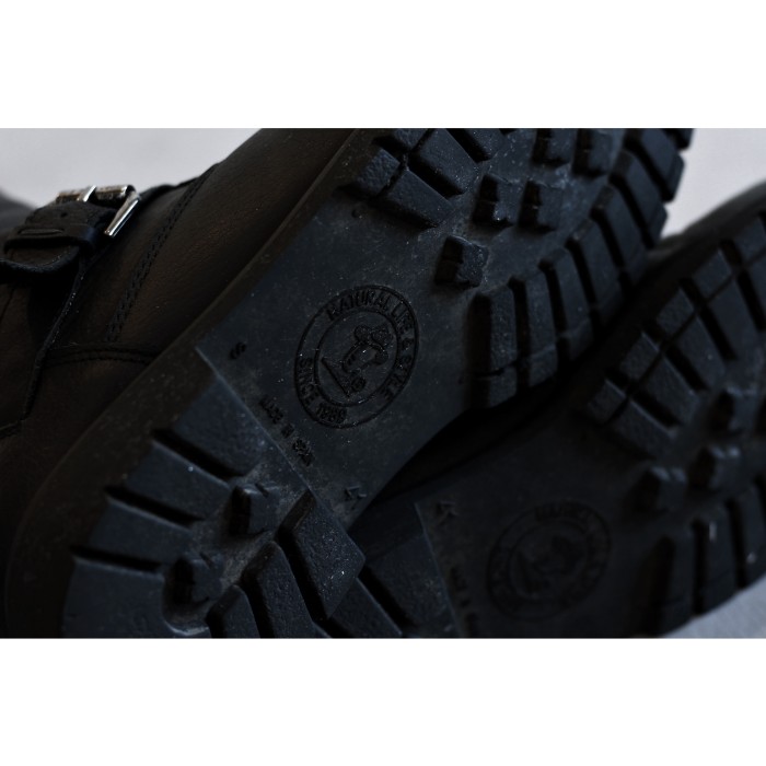 Vintage Side Zip Black Leather Belt Boots Made in SPAIN | Vintage.City 빈티지숍, 빈티지 코디 정보