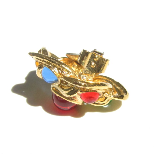 70s Vintage multicolor parts gold tone flower motif earrings | Vintage.City 古着屋、古着コーデ情報を発信