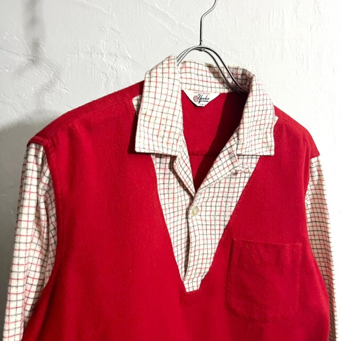 ~60s yorke Open Collar Flannel Shirt "Fake Layered type" | Vintage.City 古着屋、古着コーデ情報を発信