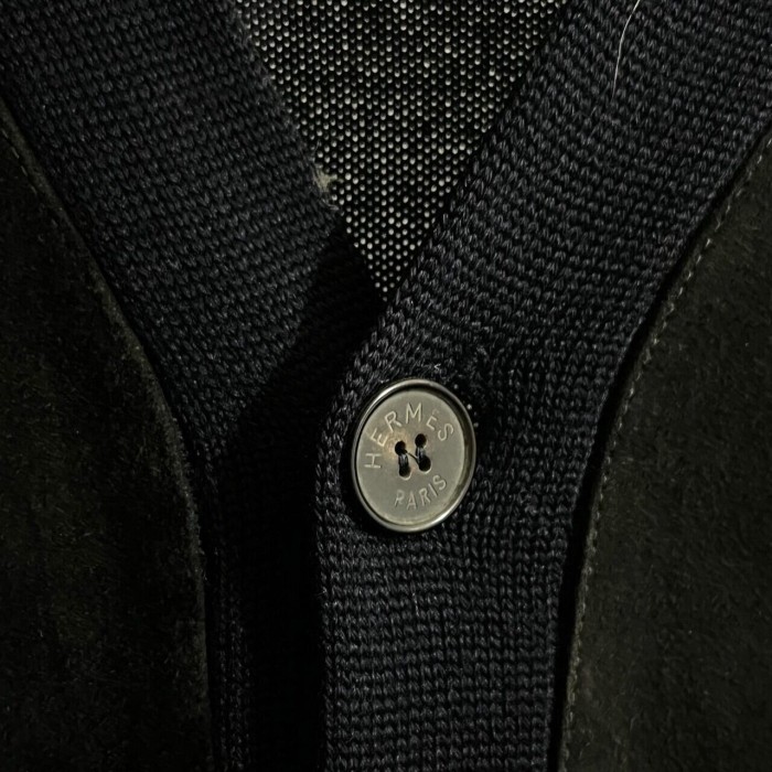 OLD HERMES Wool Cardigan "Ovine Lether" | Vintage.City 빈티지숍, 빈티지 코디 정보