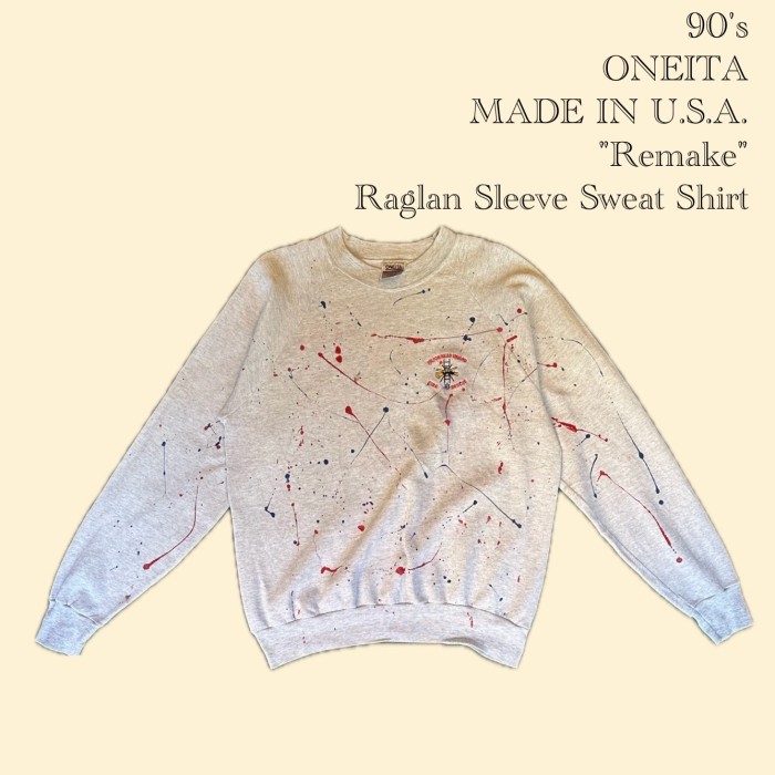 90's ONEITA MADE IN U.S.A. "Remake" Raglan Sleeve Sweat Shirt - XL(46-48) | Vintage.City Vintage Shops, Vintage Fashion Trends