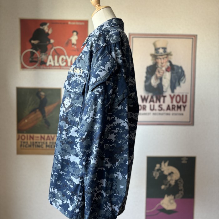 U.S.NAVY アメリカ海軍 NWU デジタルカモ ワークシャツ 刺繍 ゴールド | Vintage.City 빈티지숍, 빈티지 코디 정보
