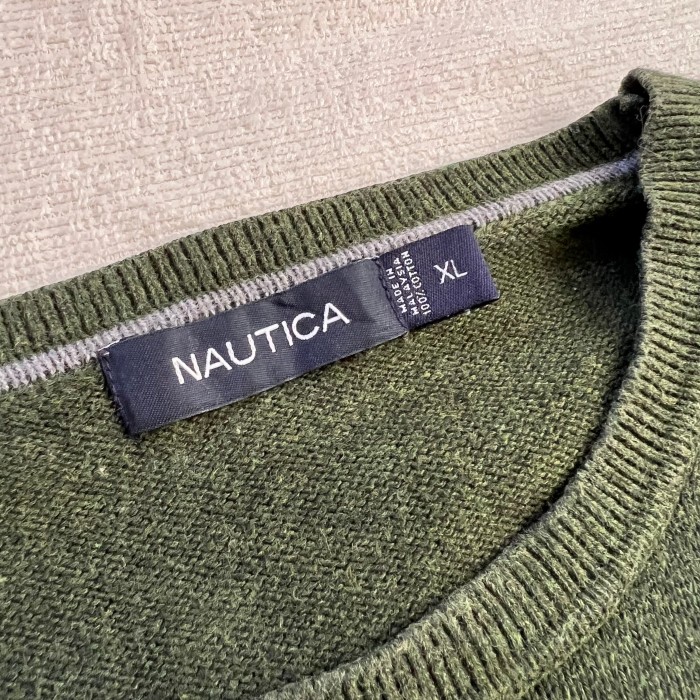 NAUTICA ノーティカ コットン ニット セーター XL グリーン カーキー | Vintage.City 古着屋、古着コーデ情報を発信