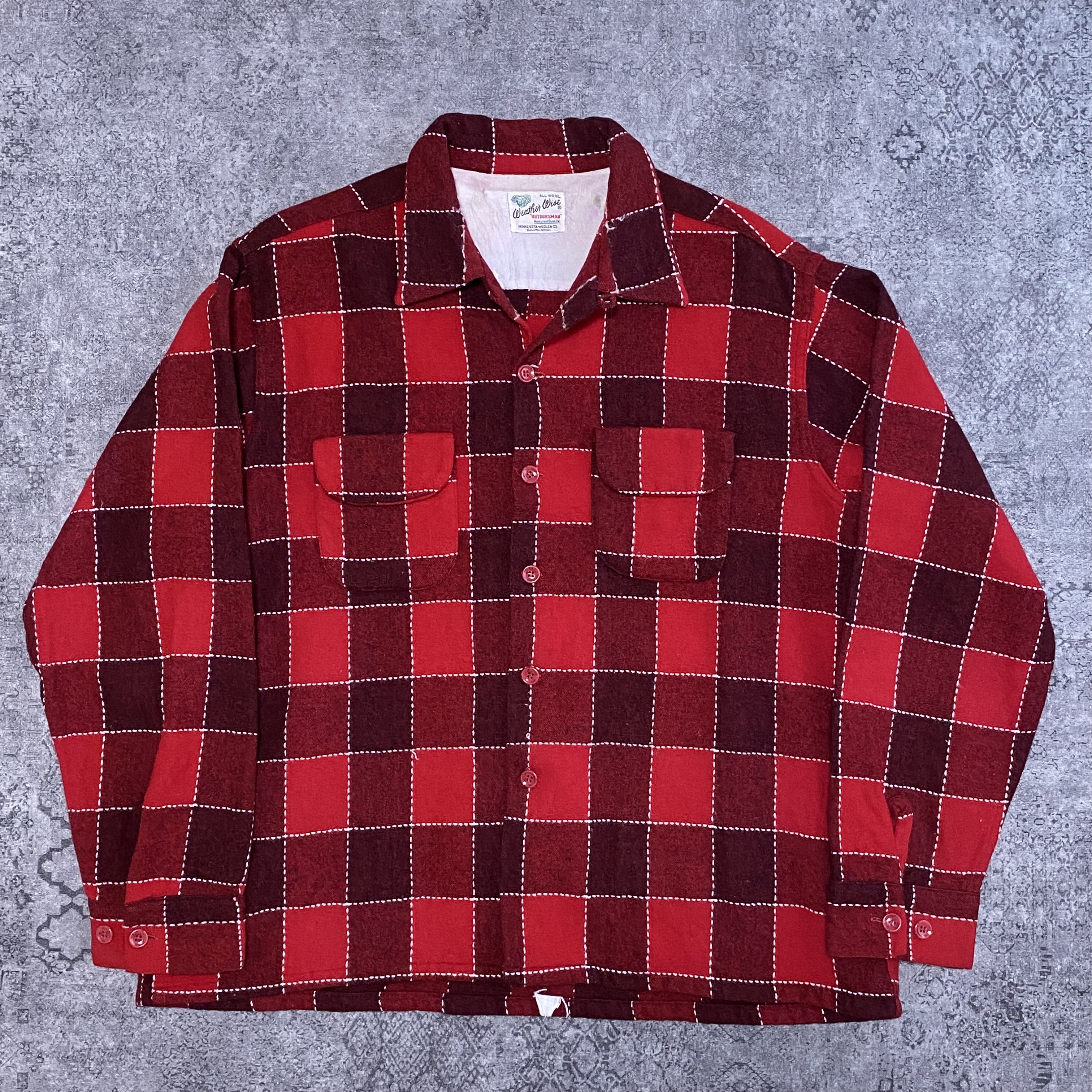 Vintage 1960s Weather Wise Wool Checkered Shirt チェーン